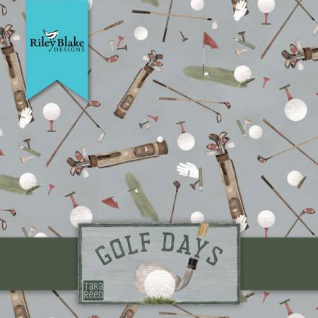 Riley Blake - Golf Days by Tara Reed Collection - Golf Days Main - Seafoam/Sage - Only 2 Pre Cut Fat Quarters available