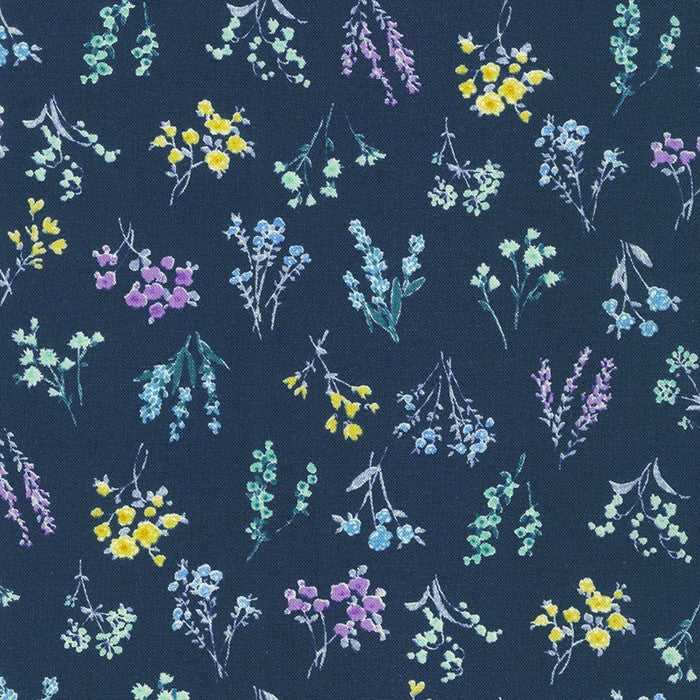 Robert Kaufman - Ki-Mama by Sevenberry - Floral - on Navy - Priced per Half Metre