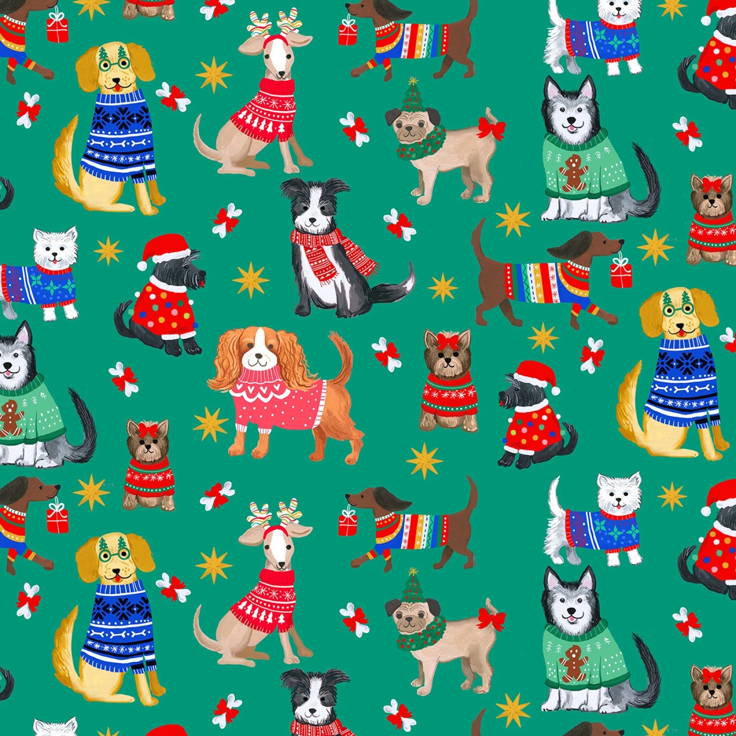 Dear Stella - Santa's little helper - Emerald  - New for 2026 - Sold by the half metre