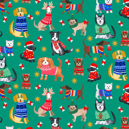 Dear Stella - Santa's little helper - Emerald  - New for 2026 - Sold by the half metre
