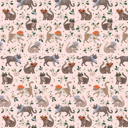 Last cut from bolt - Last full metre - Dear Stella  -  Ma Belle by Clara Jean Collection  - French Cats - Blush
