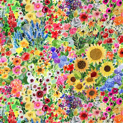 Last cut from bolt - 18.5" x width of fabric - Dear Stella  - Summer Garden - Multi - Chasing the Sun