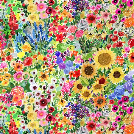 Last cut from bolt - 18.5" x width of fabric - Dear Stella  - Summer Garden - Multi - Chasing the Sun