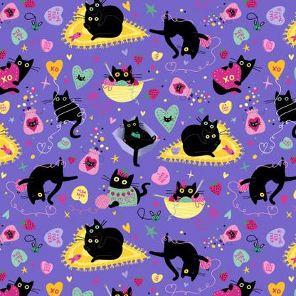 Dear Stella -  Hugs N Purrs - Pansy - from the Hugs N Purrs Collection by Leezaworks for Dear Stella - Priced by the Half Metre