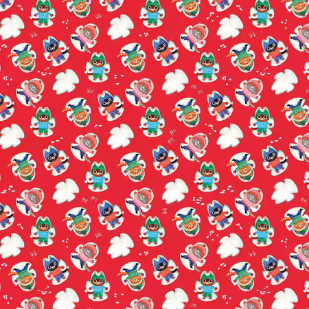 Dear Stella - Whisker's Wonderland - Flame - Snow Angels  - Miriam Bos Collection - New for 2026 - Sold by the half metre