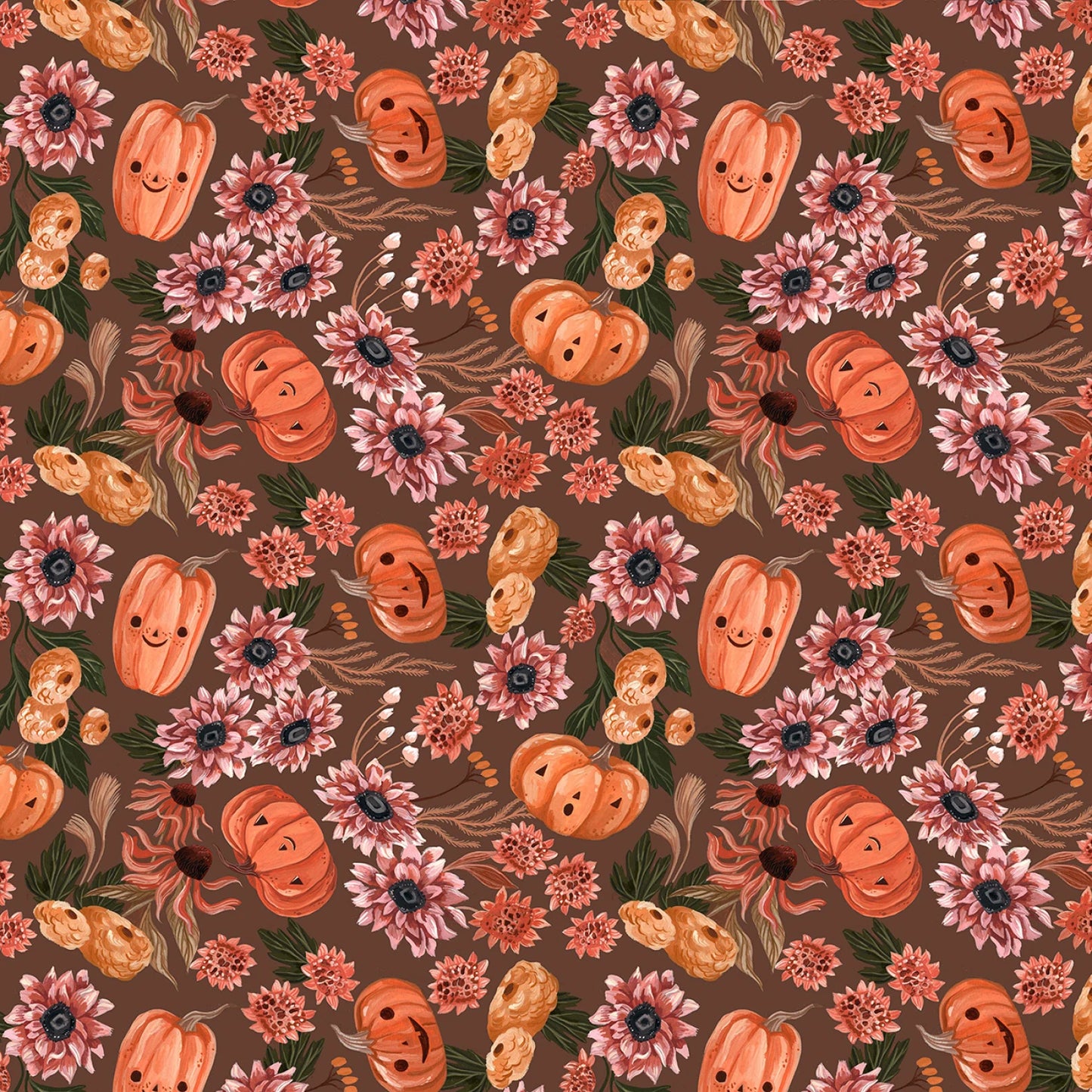 Dear Stella - Cozy Ghost Collection - Let's get smashed - Toffee - By Rae Ritchie for Dear Stella - Priced by the Half Metre
