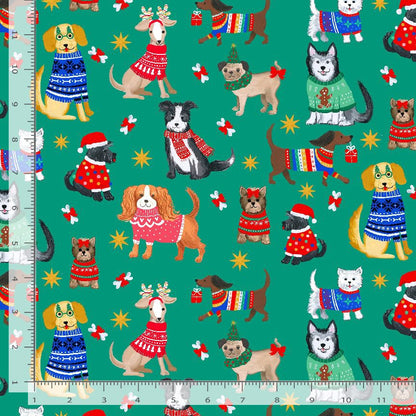 Dear Stella - Santa's little helper - Emerald  - New for 2026 - Sold by the half metre