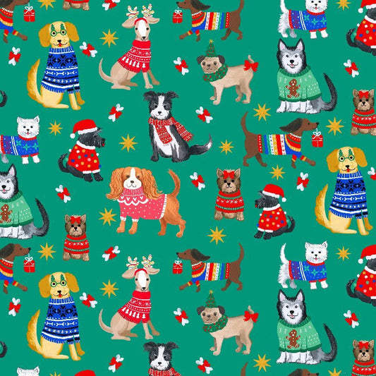 Dear Stella - Santa's little helper - Emerald  - New for 2026 - Sold by the half metre