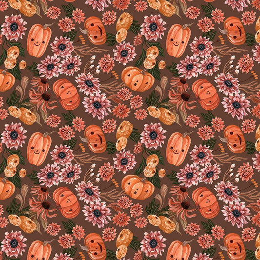 Dear Stella - Cozy Ghost Collection - Let's get smashed - Toffee - By Rae Ritchie for Dear Stella - Priced by the Half Metre