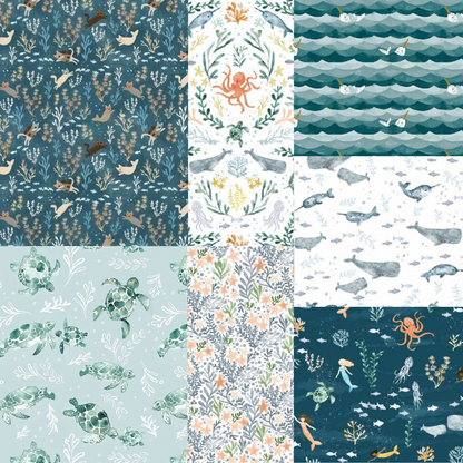 Last 8" x Width of fabric - Dear Stella  -  La Mer Collection - Snorkel Cats - Multi