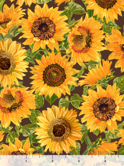 Fall Splendor -  Sunflowers on Brown - Packed