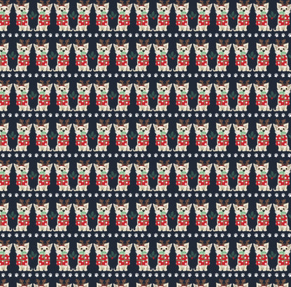 3 Wishes Fabric -  Santa Paws Santa’s Helper - Navy