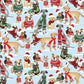 3 Wishes Fabric -  Santa Paws - Packed Pups - Blue