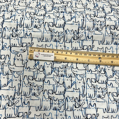 Last cut from bolt - 10.5" x width of fabric - Dear Stella - Creative Cats  - Wait a Meow Ment - White
