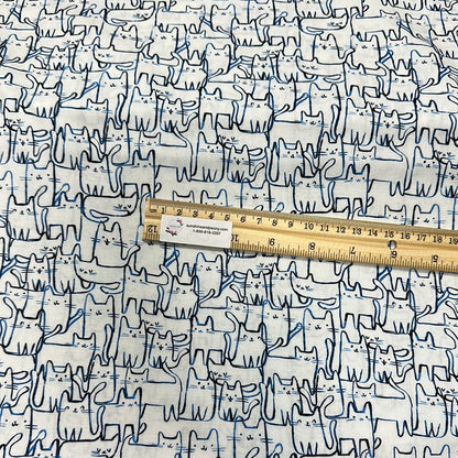 Last cut from bolt - 10.5" x width of fabric - Dear Stella - Creative Cats  - Wait a Meow Ment - White