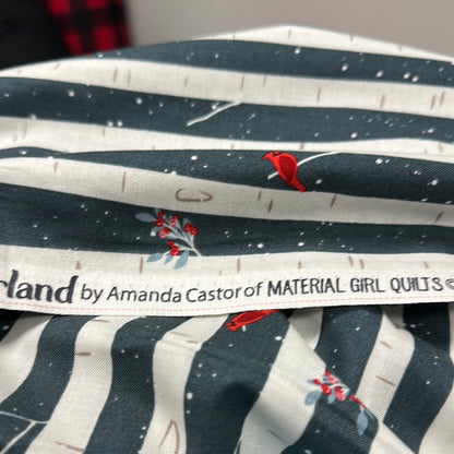 Last cut from bolt  - 34" x width of fabric -Riley Blake - Winterland Main Midnight - Cardinals on Birch