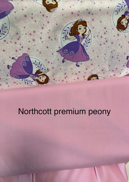 Last cut from bolt - approx 34.5” x width of fabric - Disney - Sofia the First Collection - Poses - Light Pink