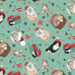 3 Wishes Fabric -  Santa Paws - Purrfect Package - Green