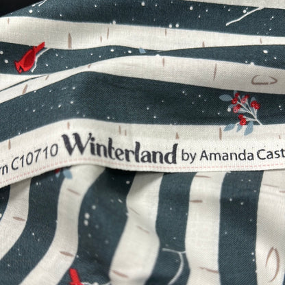 Last cut from bolt  - 34" x width of fabric -Riley Blake - Winterland Main Midnight - Cardinals on Birch