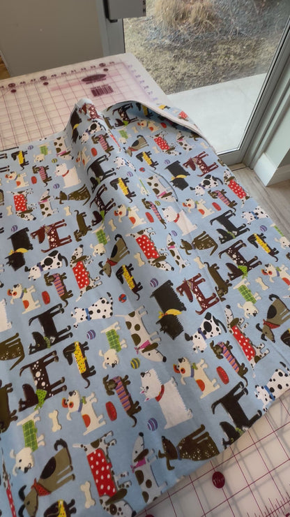 Back in stock - Flannel - Blue - Dogs Comfy Flannel - Priced per half metre