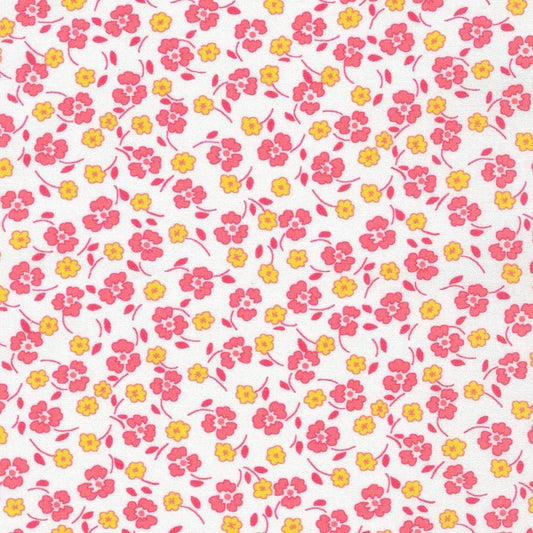 Robert Kaufman - Flowerhouse Little Blossoms - Pink White - Priced per Half Metre