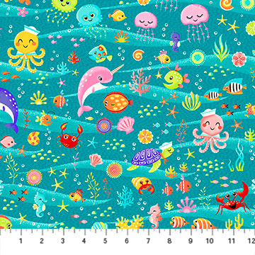 Last cut from Bolt - approx 24” x width of fabric 
Northcott Fabrics - Enchanted Seas - Under water Animals