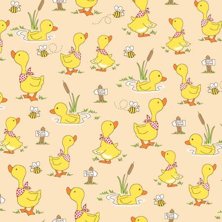 Back in stock - Flannel - Light Yellow Ducks Comfy Flannel - Double Brushed - priced per half metre