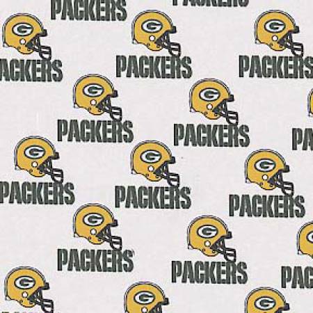 NFL Teams - Green Bay Packers Cotton - White - Per Half Metre