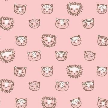 Blend Fabrics - Lions, Tigers and More - Feline Faces  - Pink