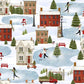 3 Wishes Fabric -  A Christmas to Remember - Skating Village - White