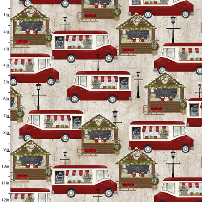 3 Wishes Fabric -  A Christmas to Remember - Cocoa Truck - Beige