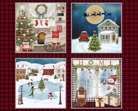 Panel - 3 Wishes Fabric -  A Christmas to Remember - Village Panel