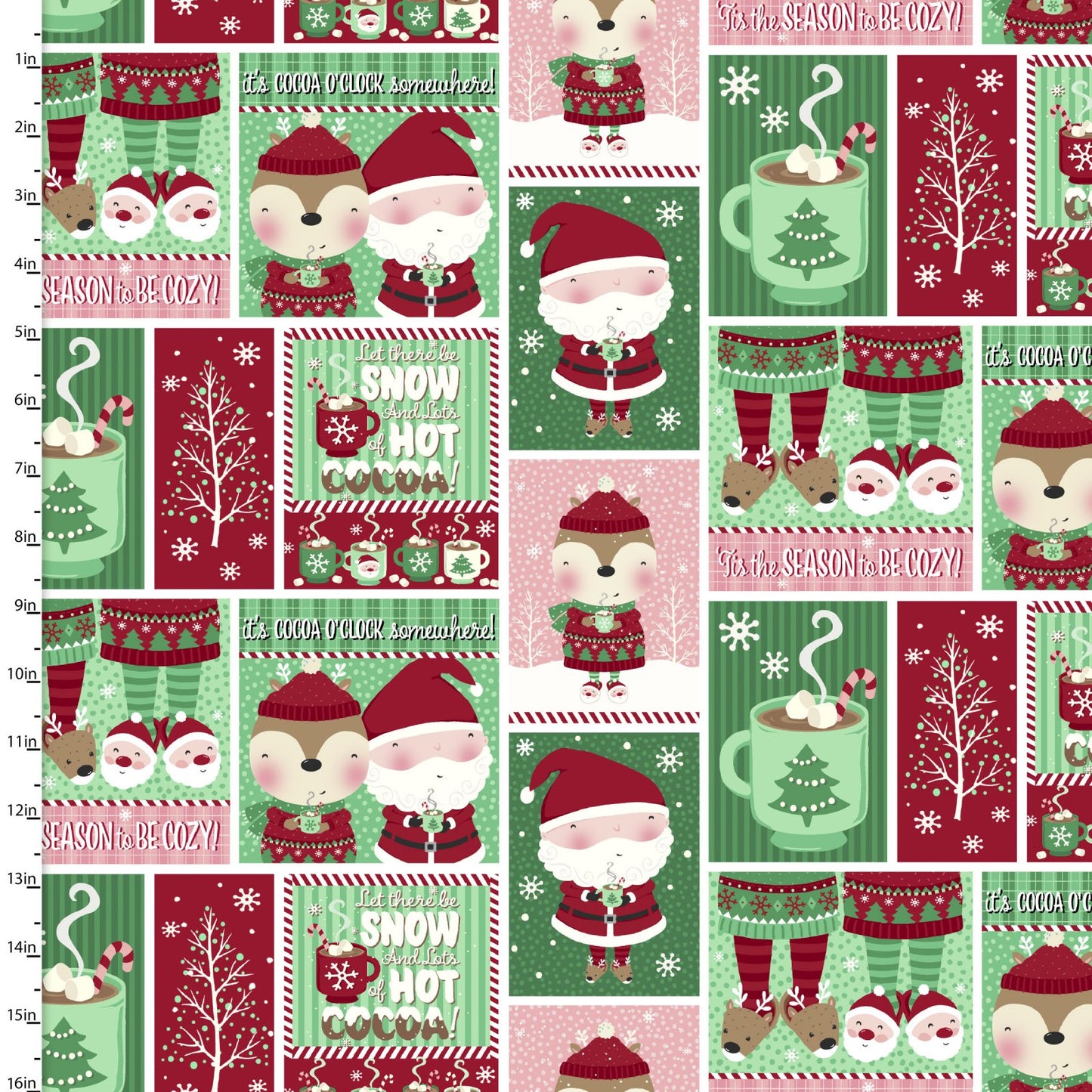 3 Wishes Fabric -  Snow and Hot Cocoa - Cocoa Pal Patch