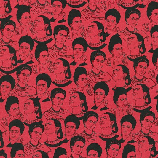 Half Yard Pre Cut - Frida Kahlo by  Robert Kaufman - Frida on Red