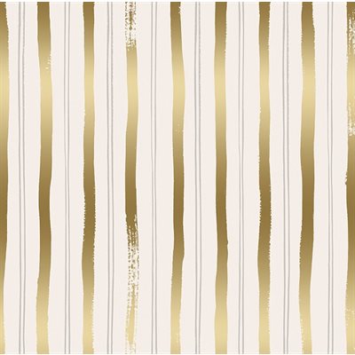 Rifle Paper Co.  For Cotton + Steel  - Meadow - Gold Metallic Stripes