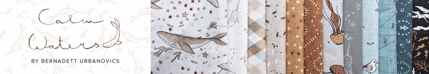 FIGO Fabrics - Calm Waters - Whales - Cream