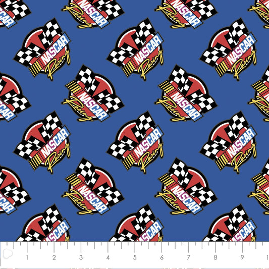 Tissus Camelot - NASCAR - Retro Nascar Racing - BLEU