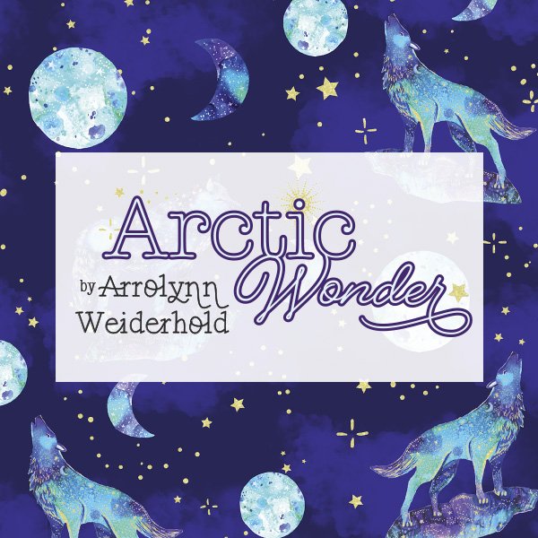 3 Wishes Fabric - Arctic Wonder - Arctic Animal Toss - Metallic - White