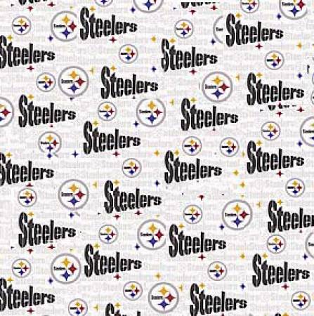 NFL Teams - Pittsburgh Steelers Quilting Cotton - White - Per Half Metre