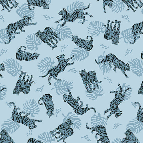 Studio E - Earth Day Every Day - Tossed Tigers Light Blue - by Victoria Borges