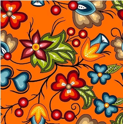 Last cut from bolt approx 13.5” x width of fabric -Shannon Gustafson - SG Floral 2 - Orange