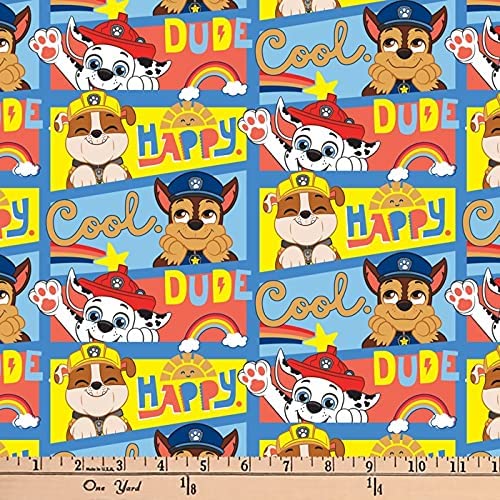 Back in stock - Paw Patrol - Happy Cool Dude - Priced per Half Metre