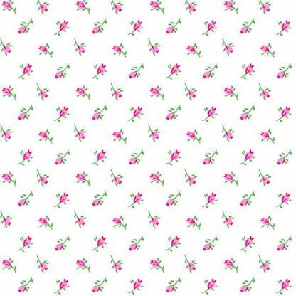 Back in Stock -  Flannel - Vintage Rosebuds On White - Half Metre