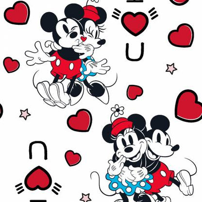 Last cut from bolt - 24.5" x width of fabric  - Disney Mickey & Minnie Vintage -  I Love You