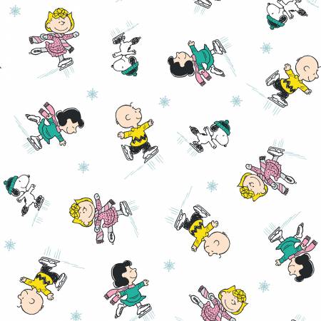 Last cut from bolt approx 15.5” x width of fabric   - Peanuts - Group Skate - Peanuts Christmas Collection
