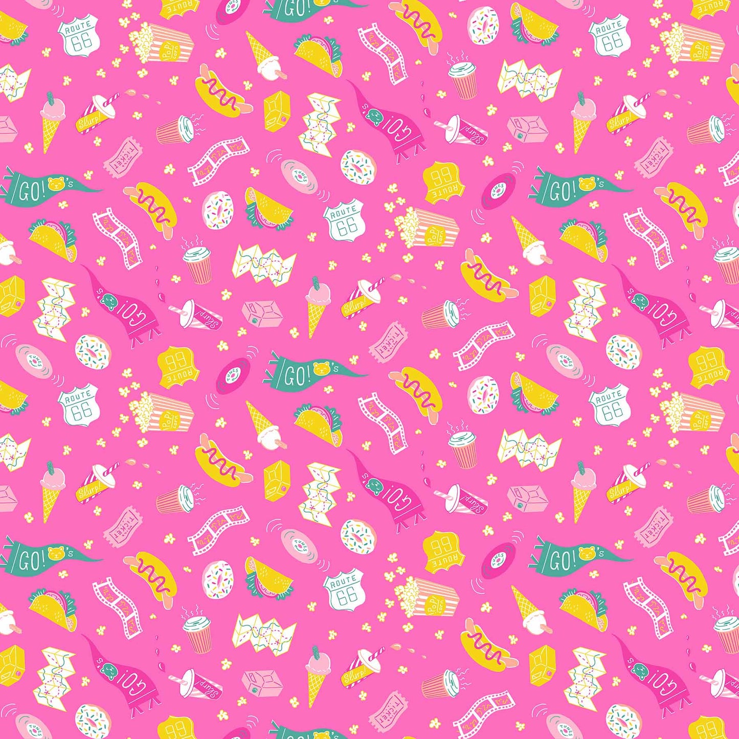 FIGO Fabrics - American Roadtrip  - Favorite Snacks - Pink