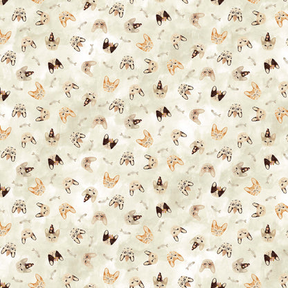 FIGO Fabrics - Marcel  - Cat Heads on Beige