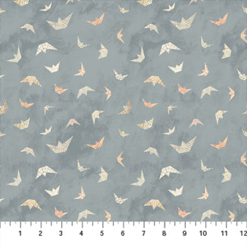 FIGO Fabrics - Memories Collection  - Paper Hats - Blue Gray