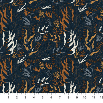 FIGO Fabrics - Calm Waters - Sea Floral - Navy