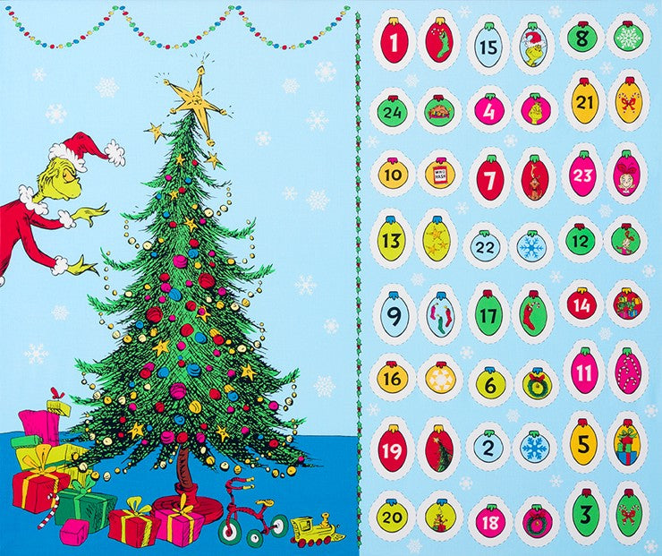 Panel - Robert Kaufman - Dr. Seuss - Christmas - Grinch Advent Calendar Panel